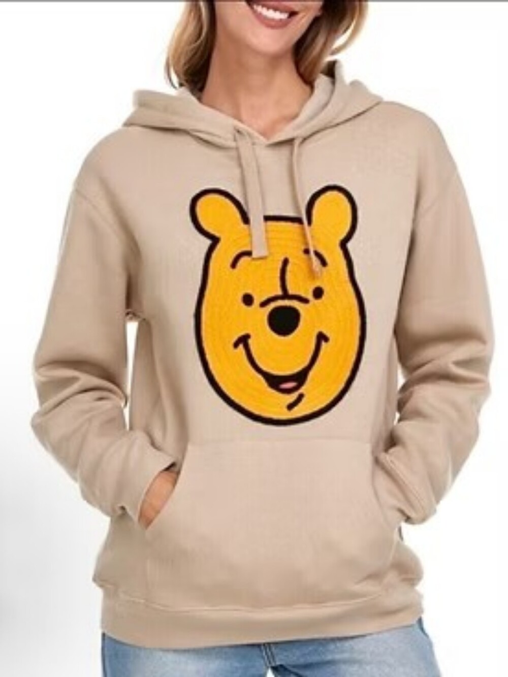 Beige Winnie-The-Pooh Graphic Hoodie Sweater Disney Size XL